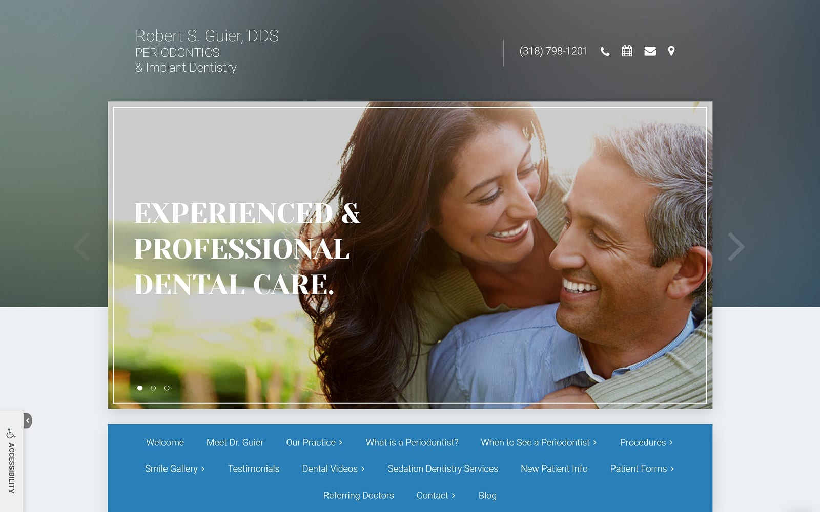 The Screenshot of Robert S. Guier, DDS guierperio.com Website
