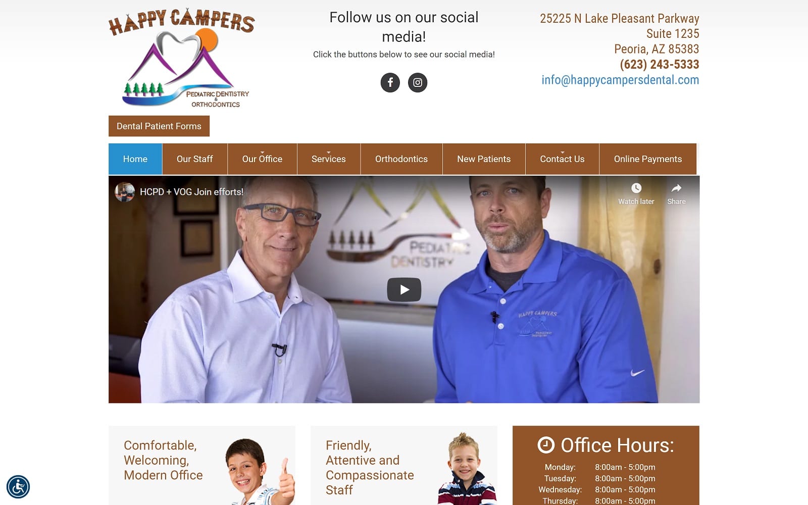 The Screenshot of Happy Campers Pediatric Dentistry: Dr Robert D. Matthews happycampersdental.com Website