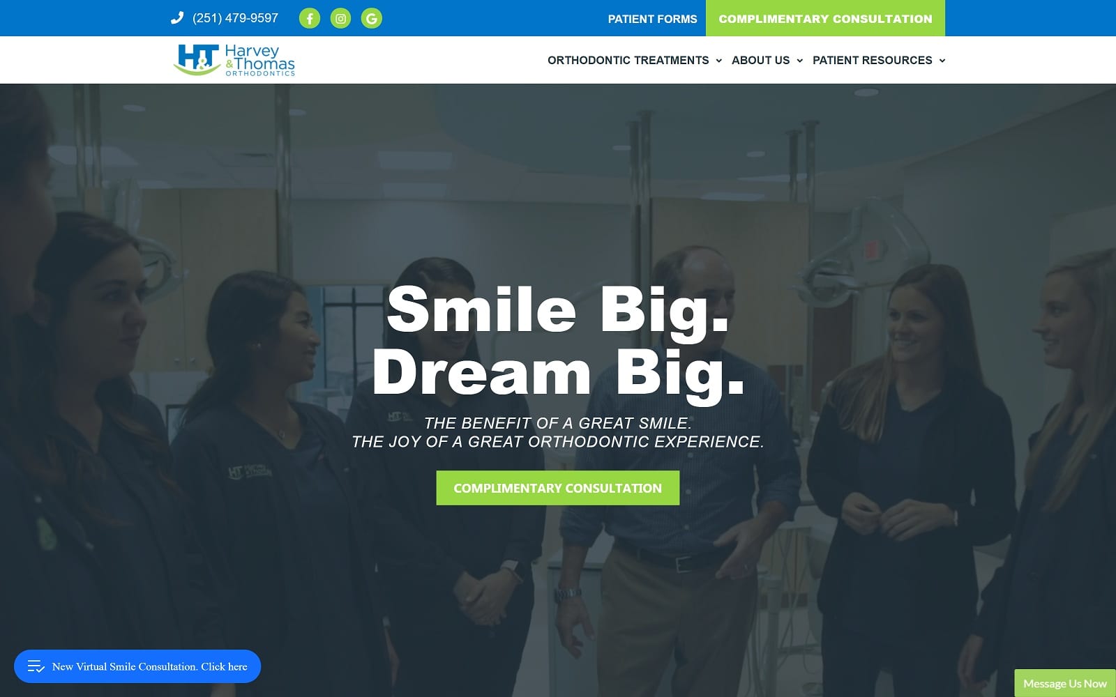 The Screenshot of Harvey and Thomas Orthodontics harveyandthomasortho.com Website