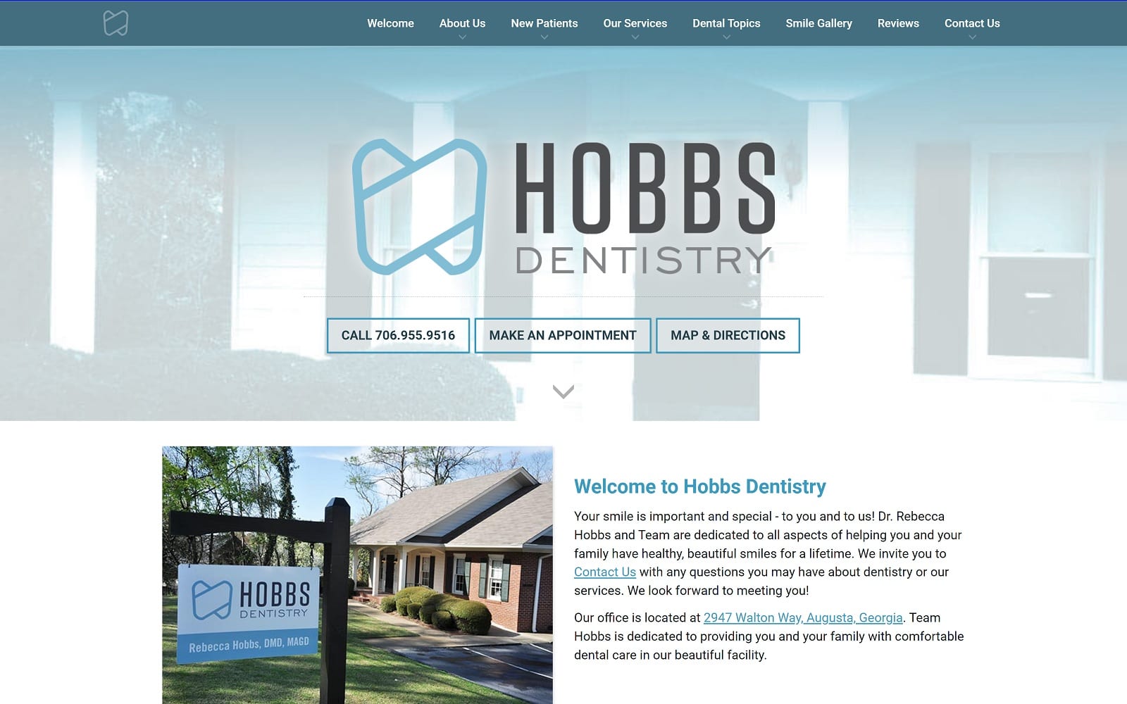 The Screenshot of Hobbs Dentistry hobbsdentistry.com Dr. Rebecca Hobbs Website