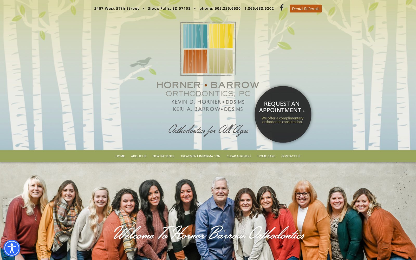 The Screenshot of Horner Barrow Orthodontics, PC hornerbarrowortho.com Website