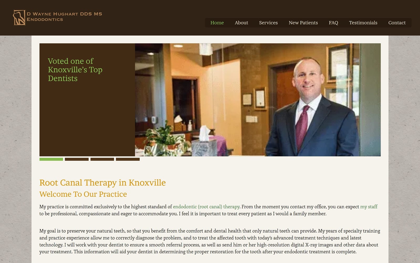 The Screenshot of D. Wayne Hughart, DDS, MS hughartendo.com Website