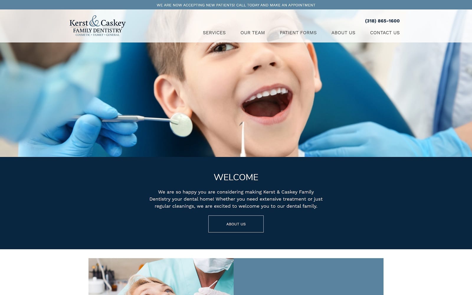 The Screenshot of Kerst & Caskey Family Dentistry kerstandcaskey.com Website