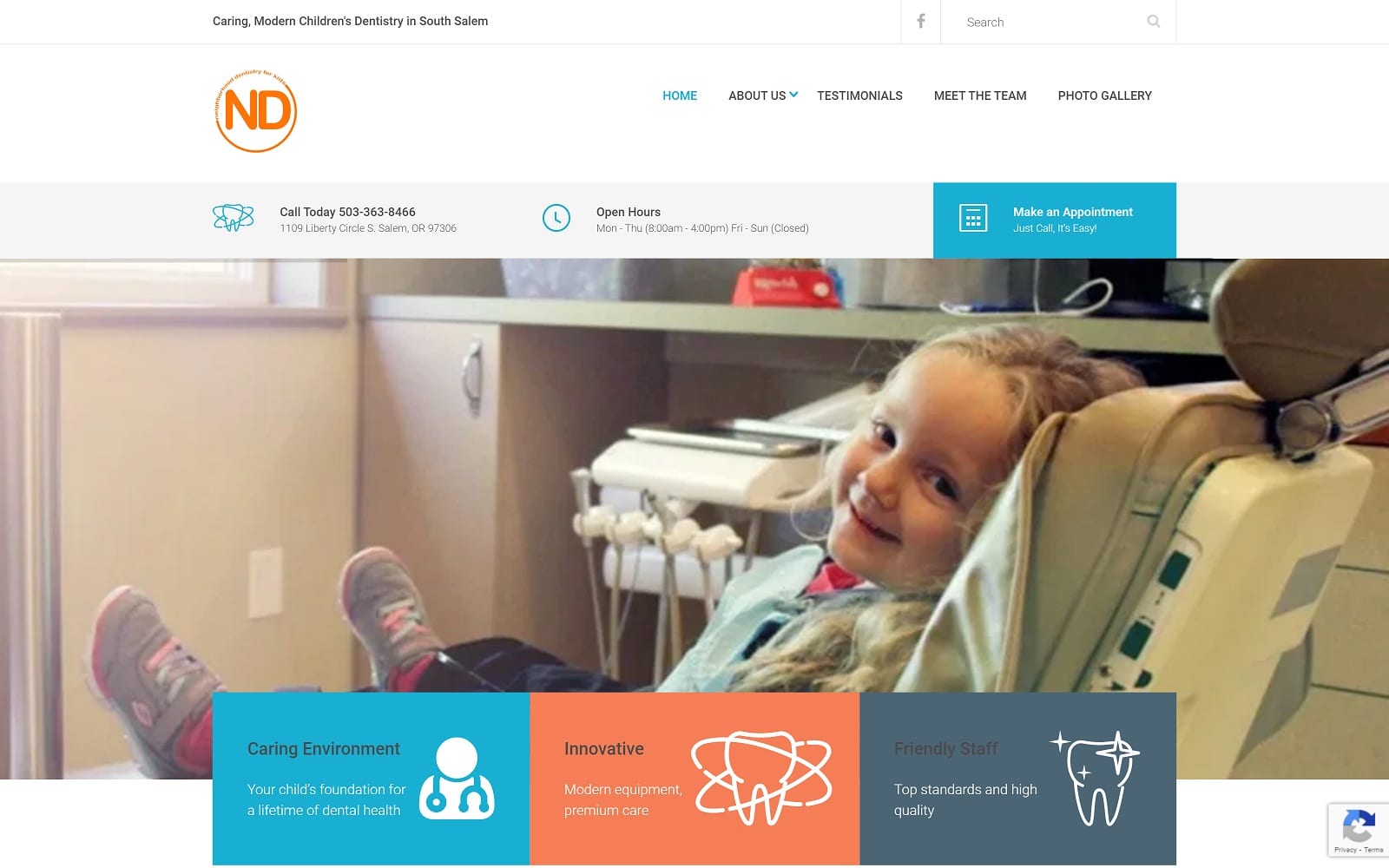 The Screenshot of Neighborhood Dentistry for Kids kidsdentistsalem.com Website