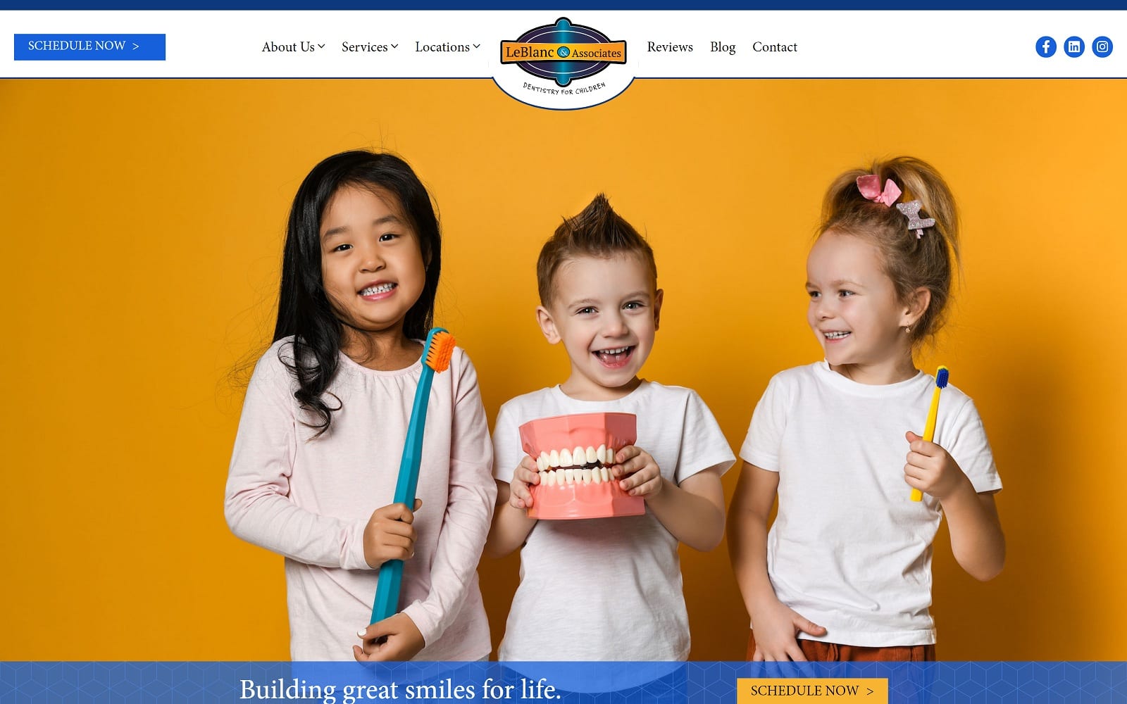 The Screenshot of Jenkins & LeBlanc Dentistry for Children kidsmilekc.com Website