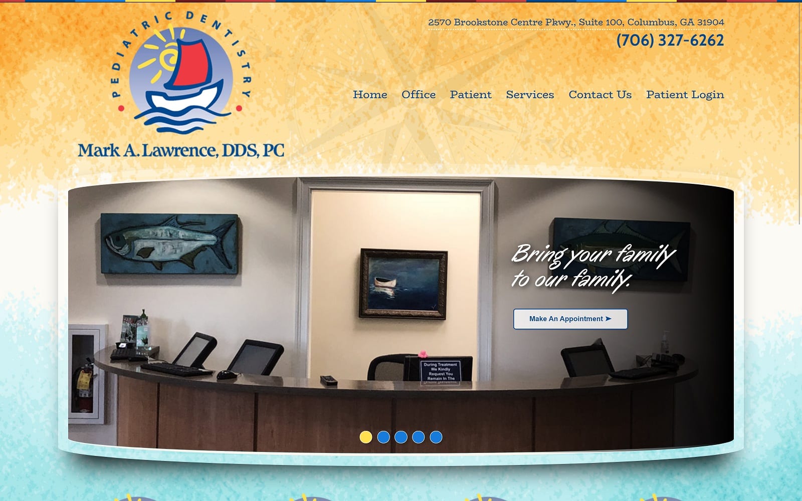 The Screenshot of Dr. Mark A. Lawrence, DDS kidzteeth.com Website