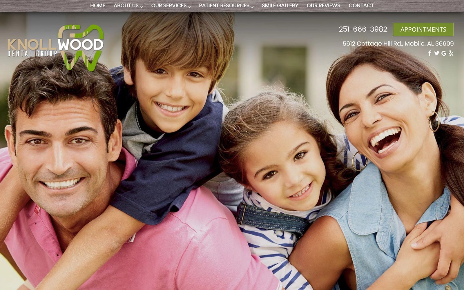 The Screenshot of Knollwood Dental Group knollwooddentalgroup.com Dr. Donald Brown III Website