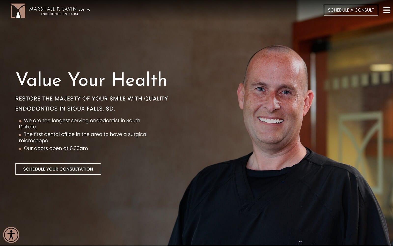 The Screenshot of Marshall T. Lavin, DDS lavinendo.com Website