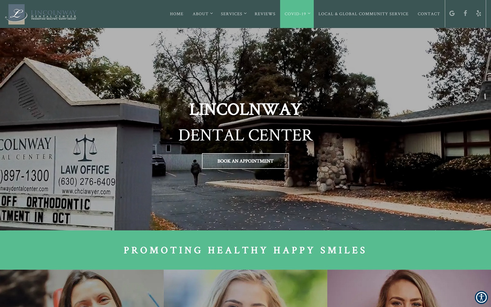 The Screenshot of Lincolnway Dental Center lincolnwaydentalcenter.com Dr. Young H. Kim Website