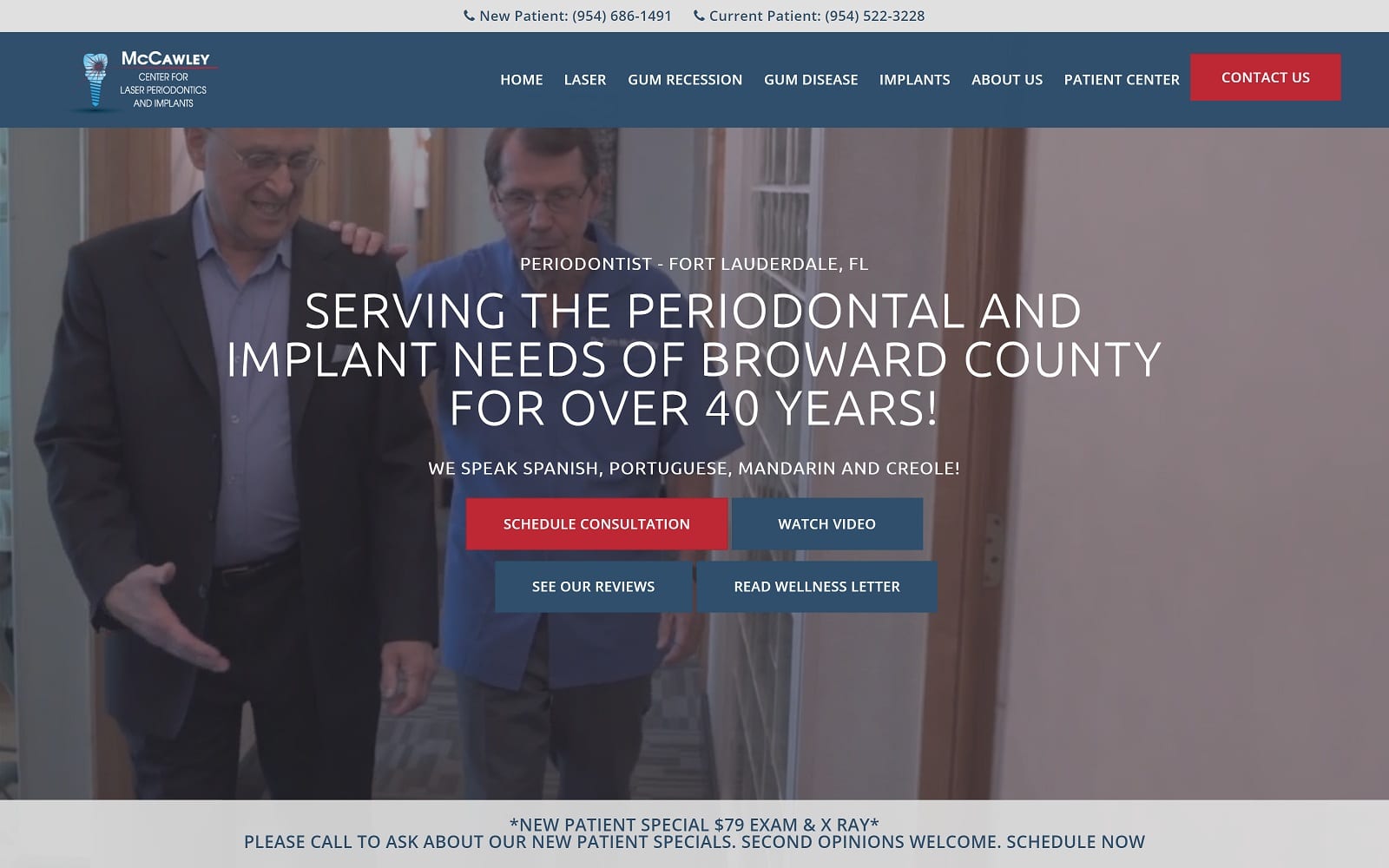 The Screenshot of McCawley Center for Laser Periodontics & Implants mccawley.com Website