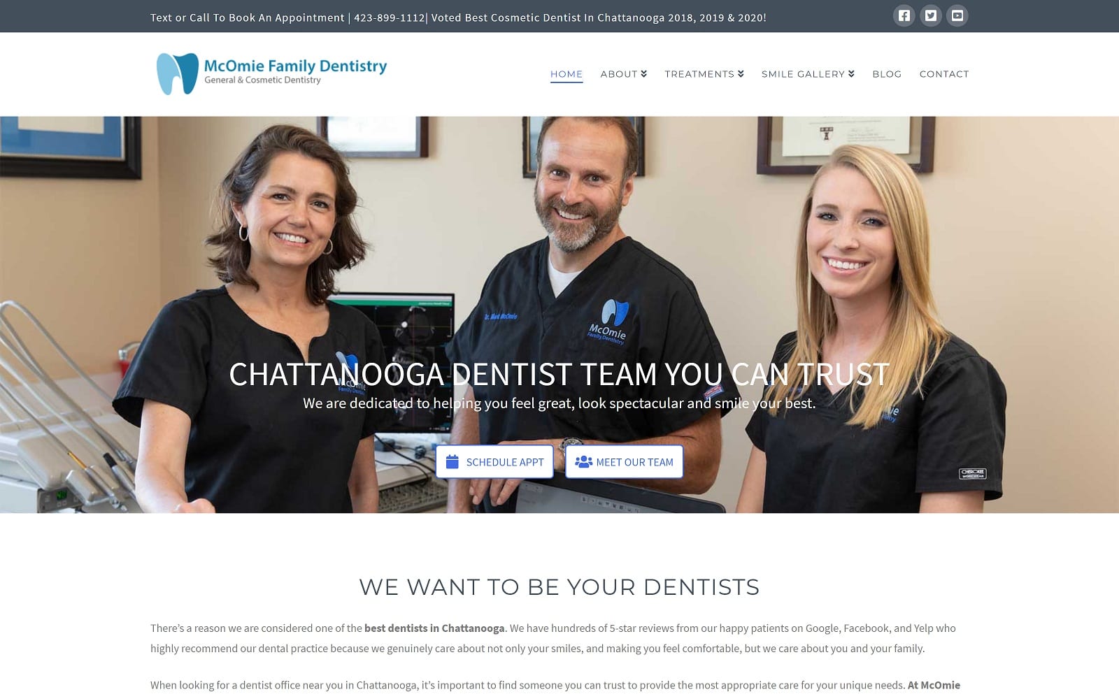 The Screenshot of McOmie Family Dentistry mcomiedentistry.com Website