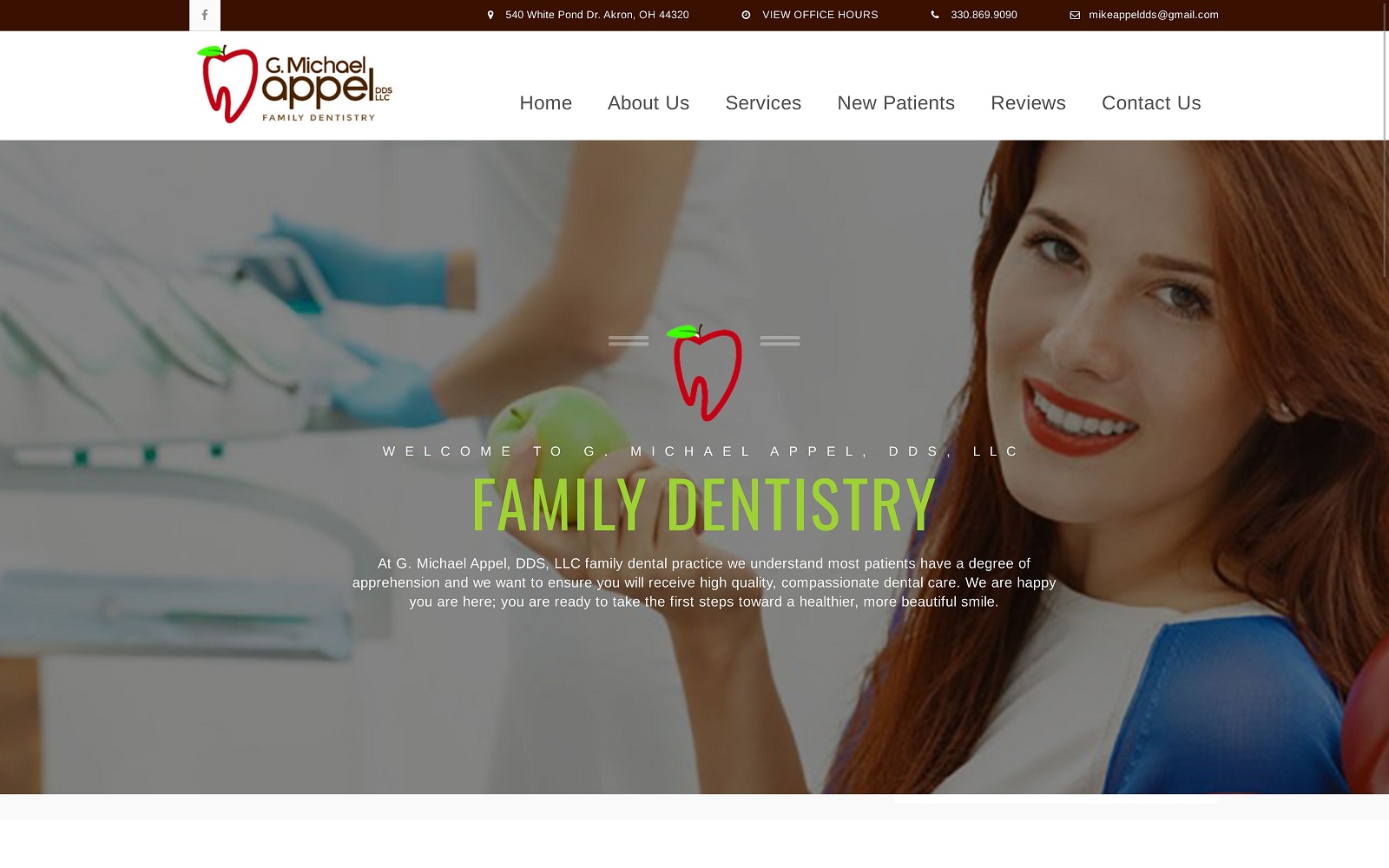 The Screenshot of G. Michael Appel Family Dentistry mikeappeldds.com Website