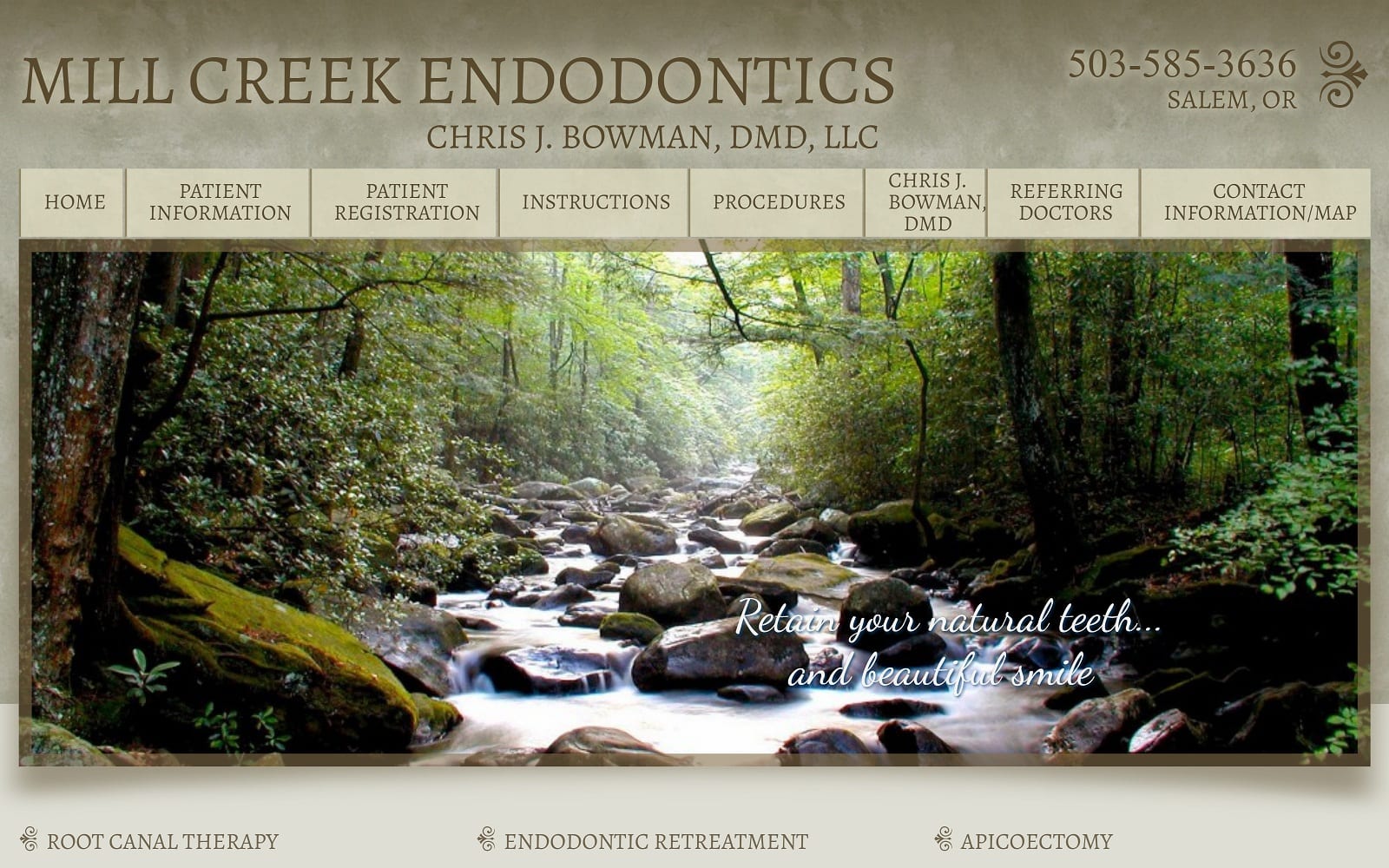 The Screenshot of Chris J Bowman, D.M.D., LLC millcreekendo.com Website