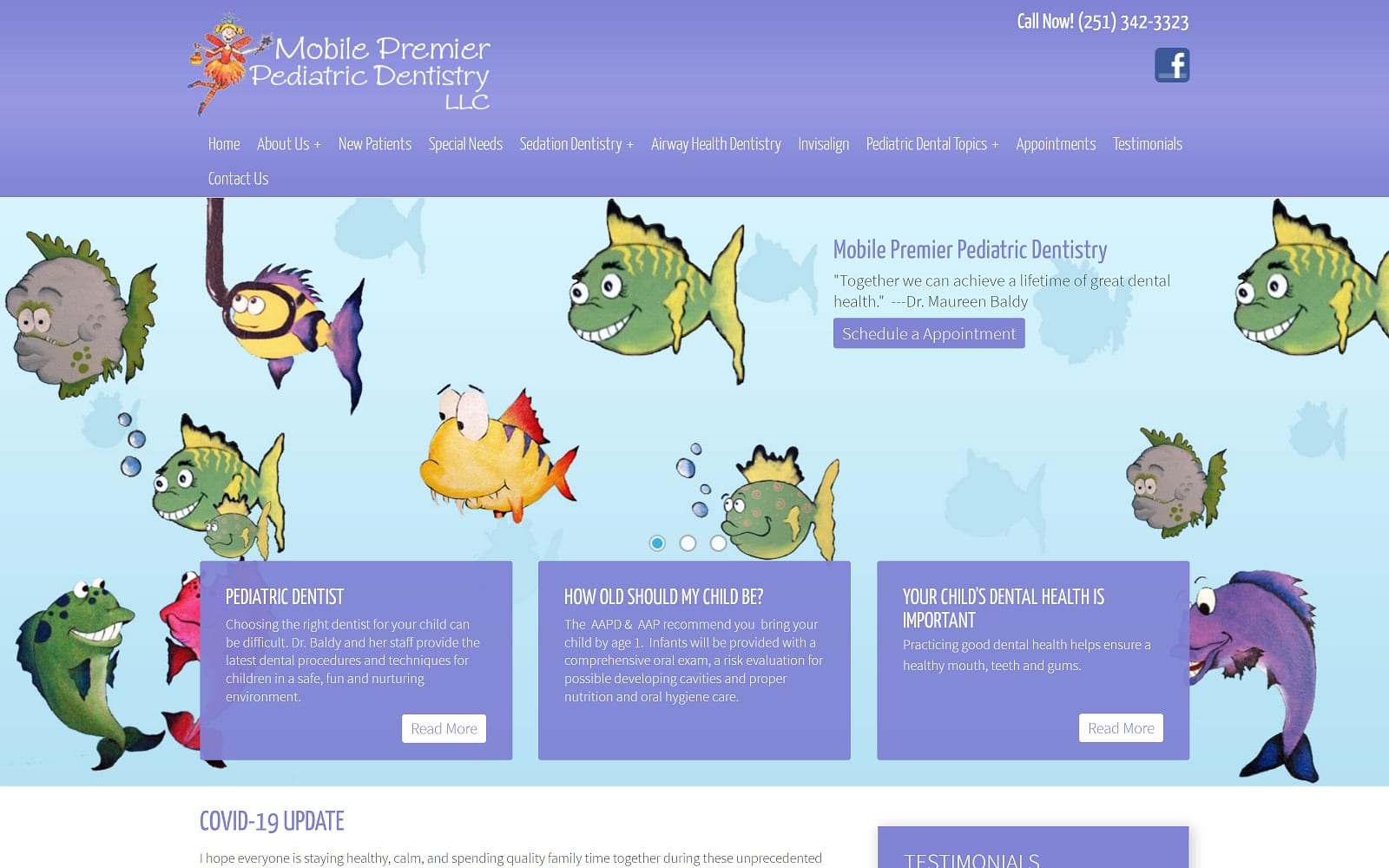 The Screenshot of Mobile Premier Pediatric Dentistry LLC mobilekidsdentist.com Website