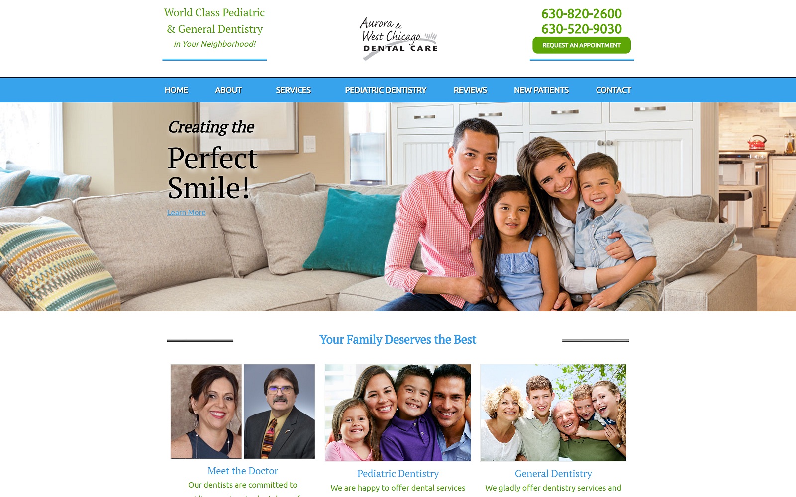The Screenshot of Aurora Dental Care myfirstdentalvisit.com Website