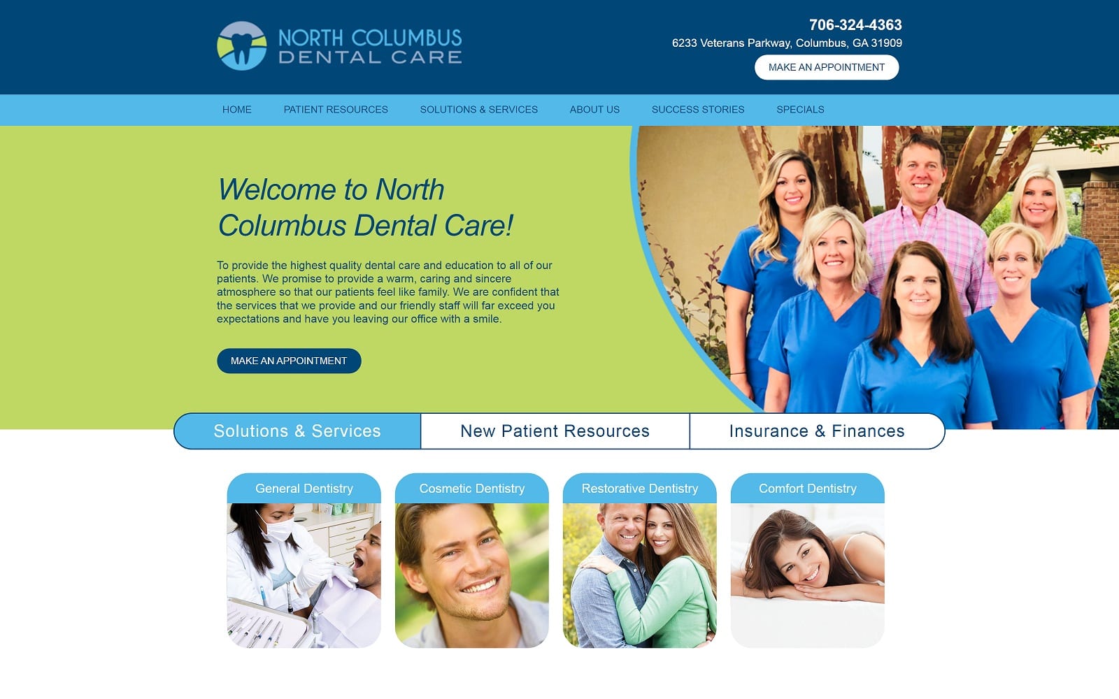 The Screenshot of North Columbus Dental Care northcolumbusdentalcare.com Website