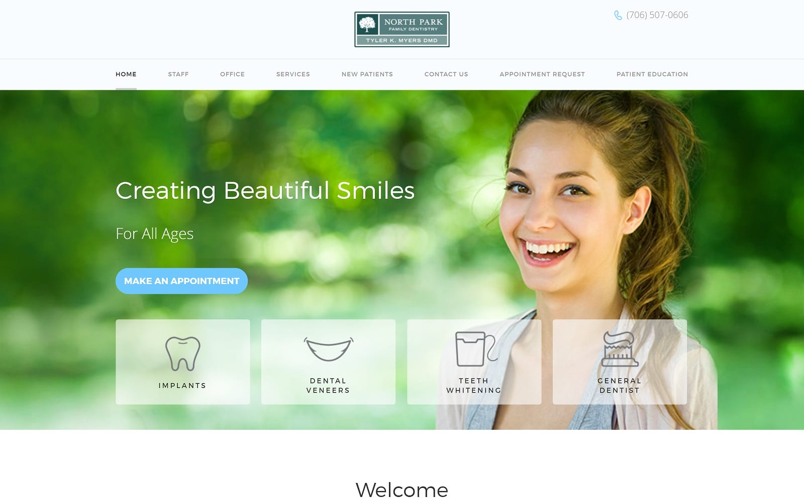 The Screenshot of North Park Family Dentistry: Tyler Myers DMD northparkfamilydentist.com Website