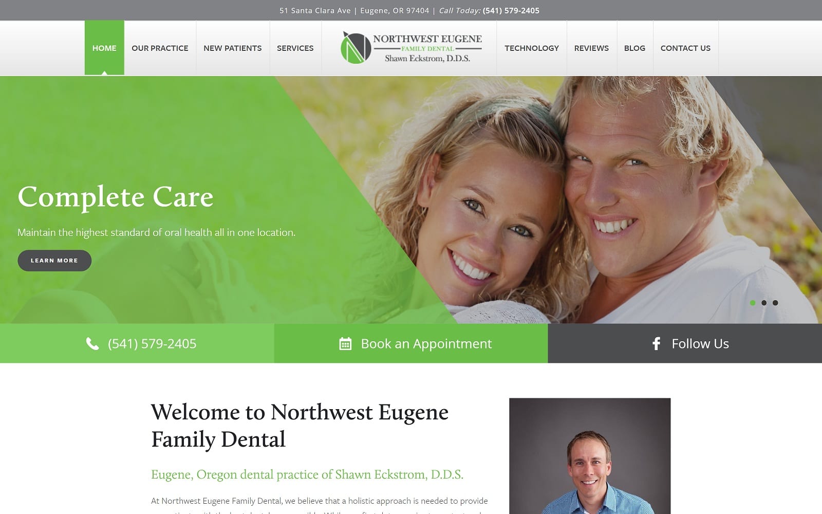The Screenshot of Northwest Eugene Family Dental - Shawn Eckstrom DDS nweugenefamilydental.com Website