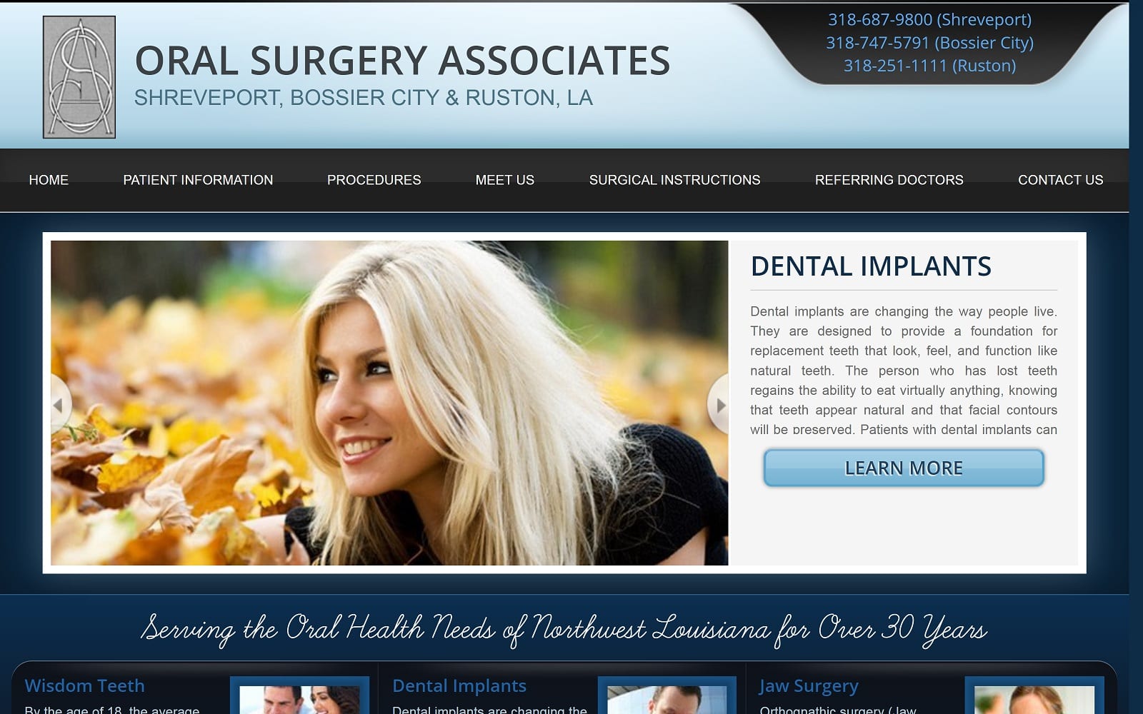 The Screenshot of Oral Surgery Associates nwlaoralsurgery.com
