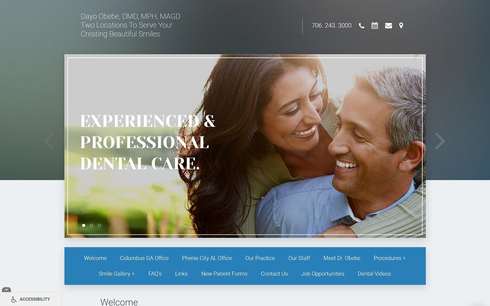 The Screenshot of Moon Road Cosmetic & Family Dentistry obebe.com Dr. Dayo Obebe Website