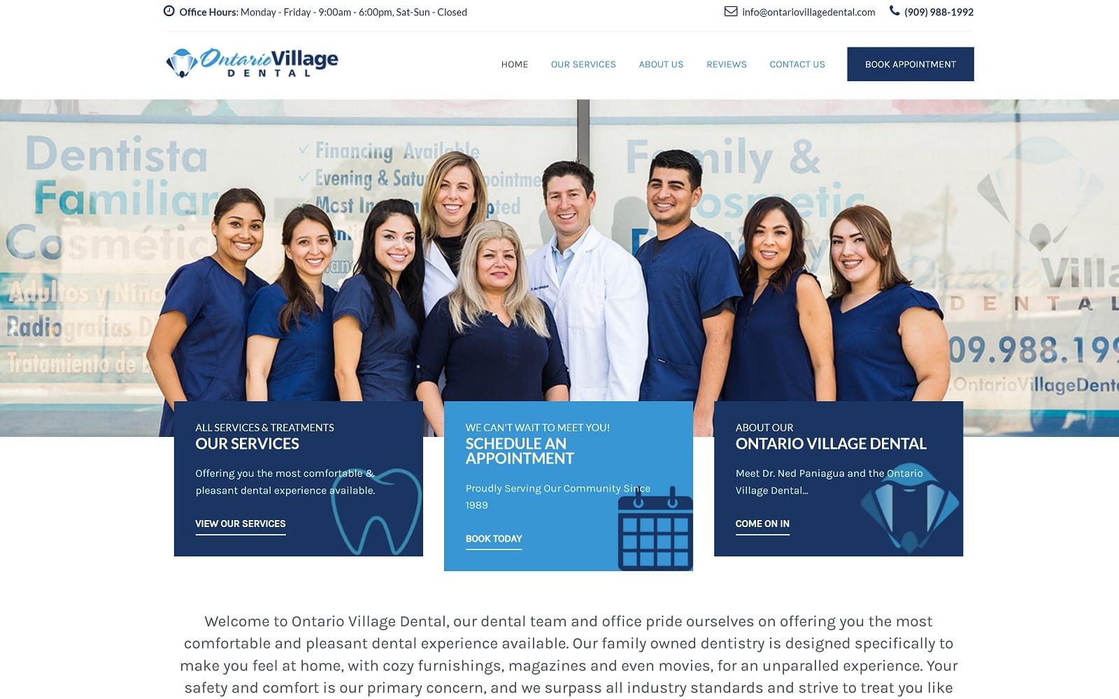 The Screenshot of Ontario Village Dental ontariovillagedental.com Website