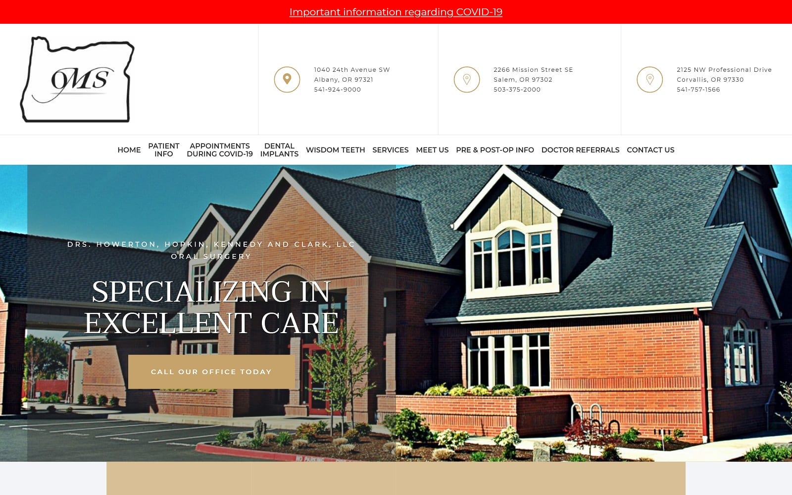 The Screenshot of Drs. Howerton, Hopkin, Kennedy and Clark, LLC oregonoms.com Website