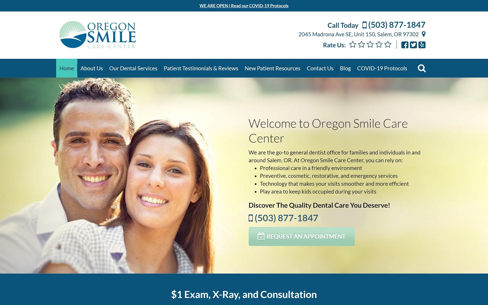 The Screenshot of Oregon Smile Care Center oregonsmilecare.com