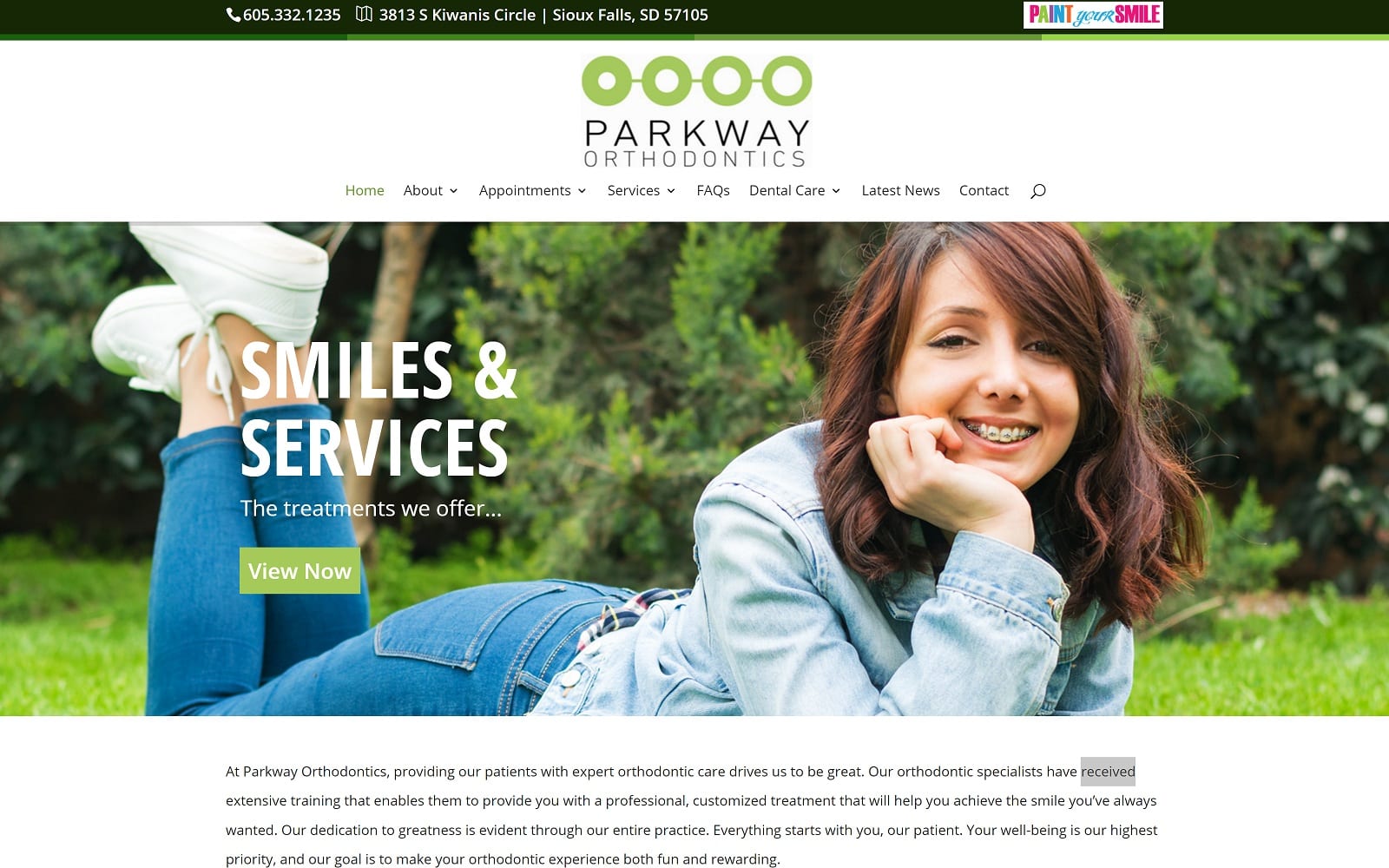 The Screenshot of Parkway Orthodontics parkwayorthodontics.com Website