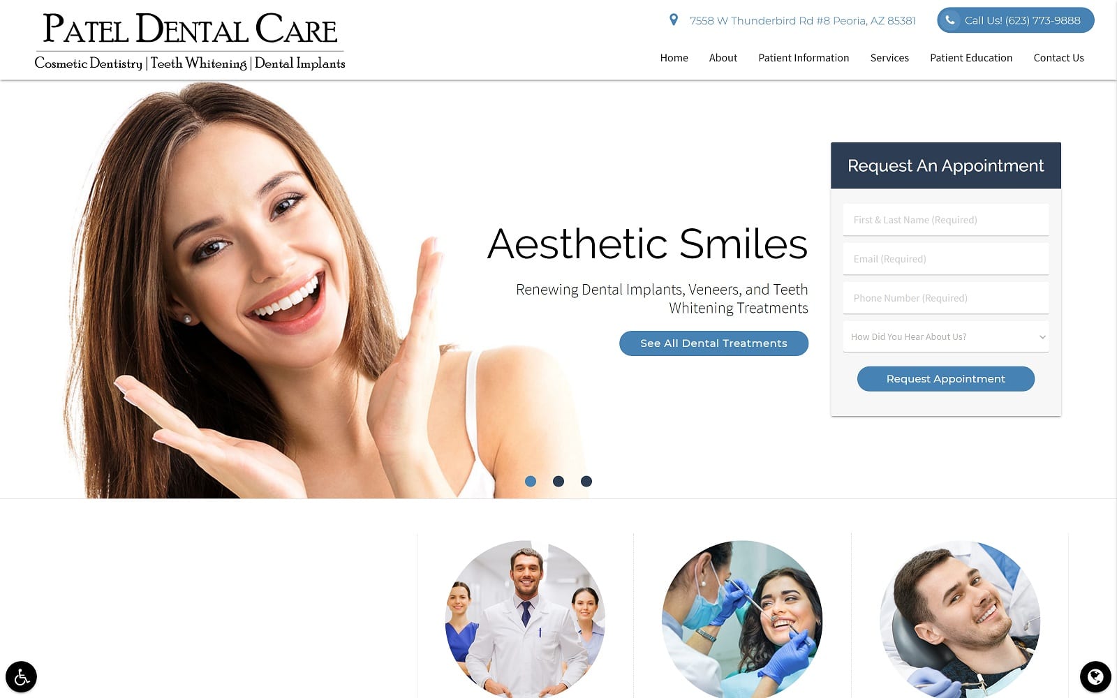 The Screenshot of Patel Dental Care pateldentistpeoria.com Website