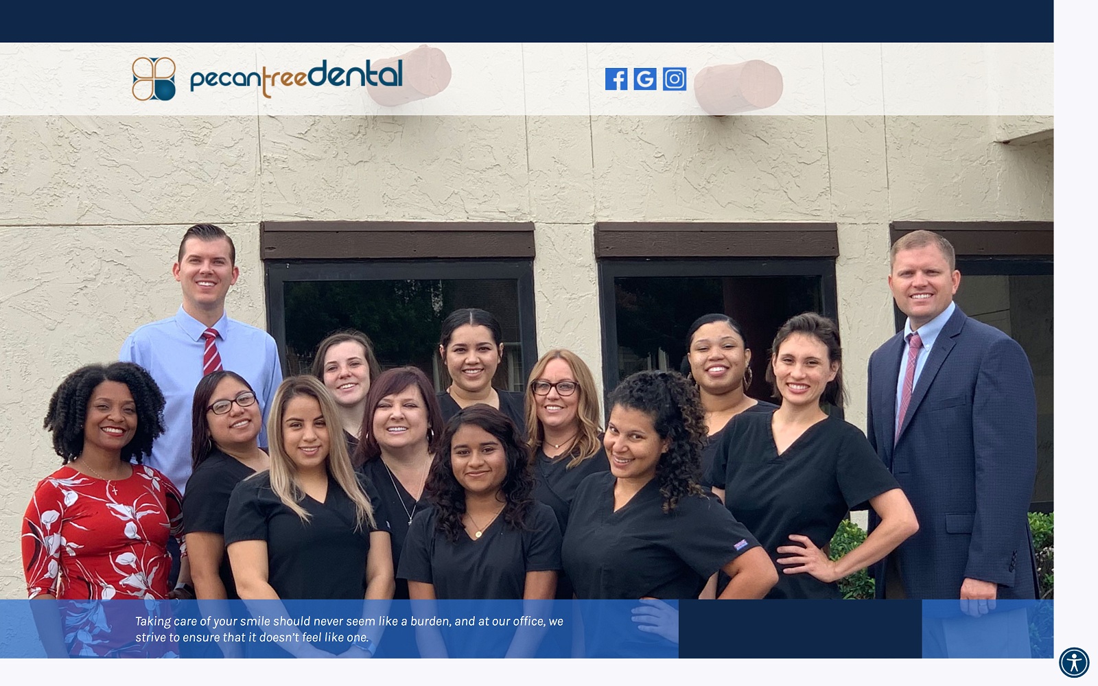 The Screenshot of Pecan Tree Dental pecantreedental.com Website
