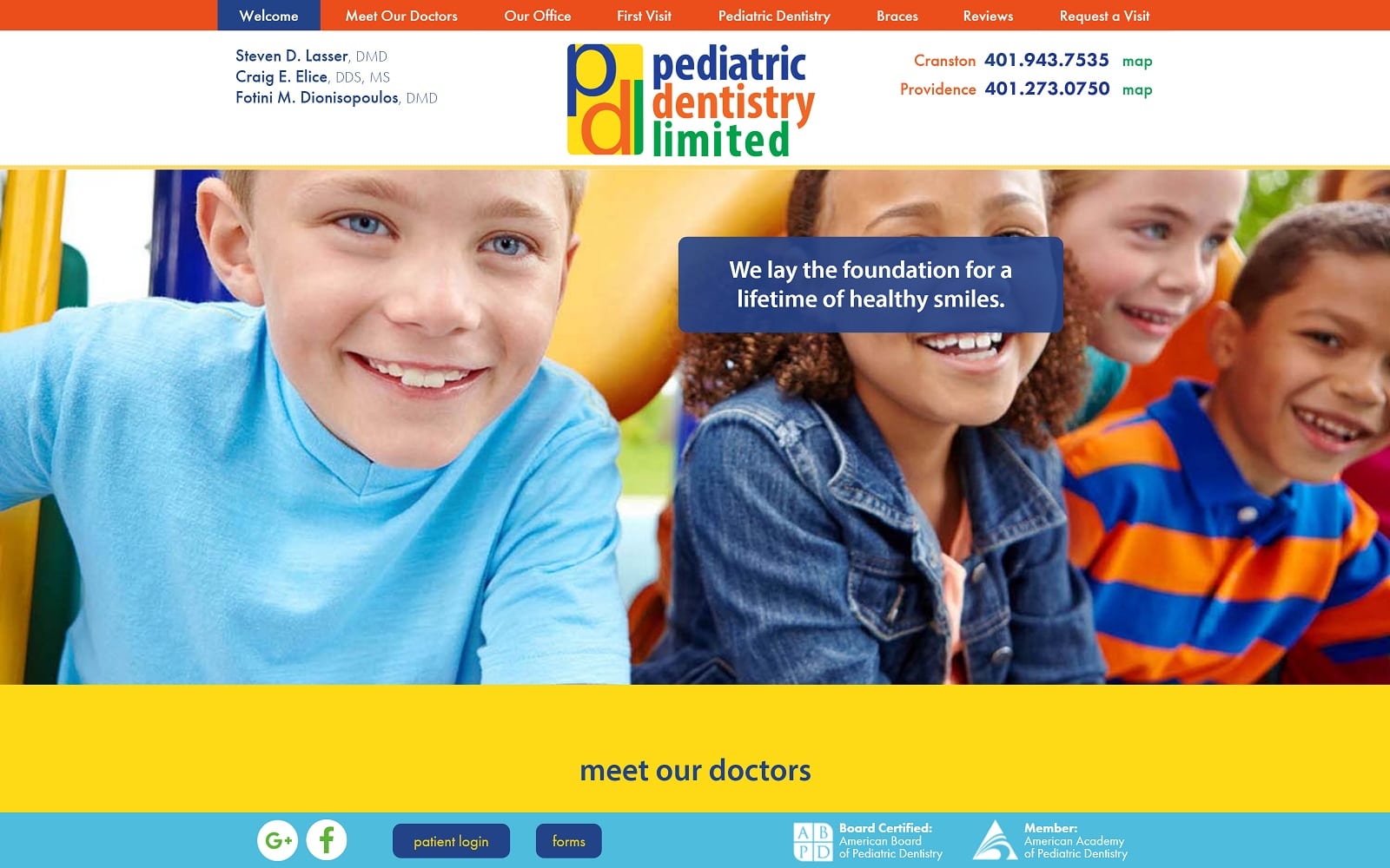 The Screenshot of Pediatric Dentistry Limited peddentri.com Website
