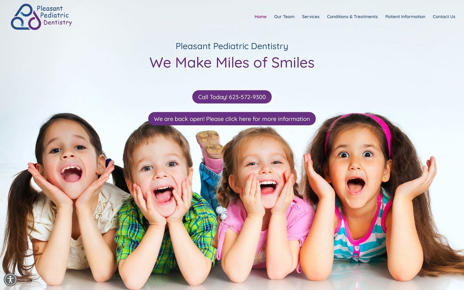 The Screenshot of Pleasant Pediatric Dentistry peoriappd.com Website