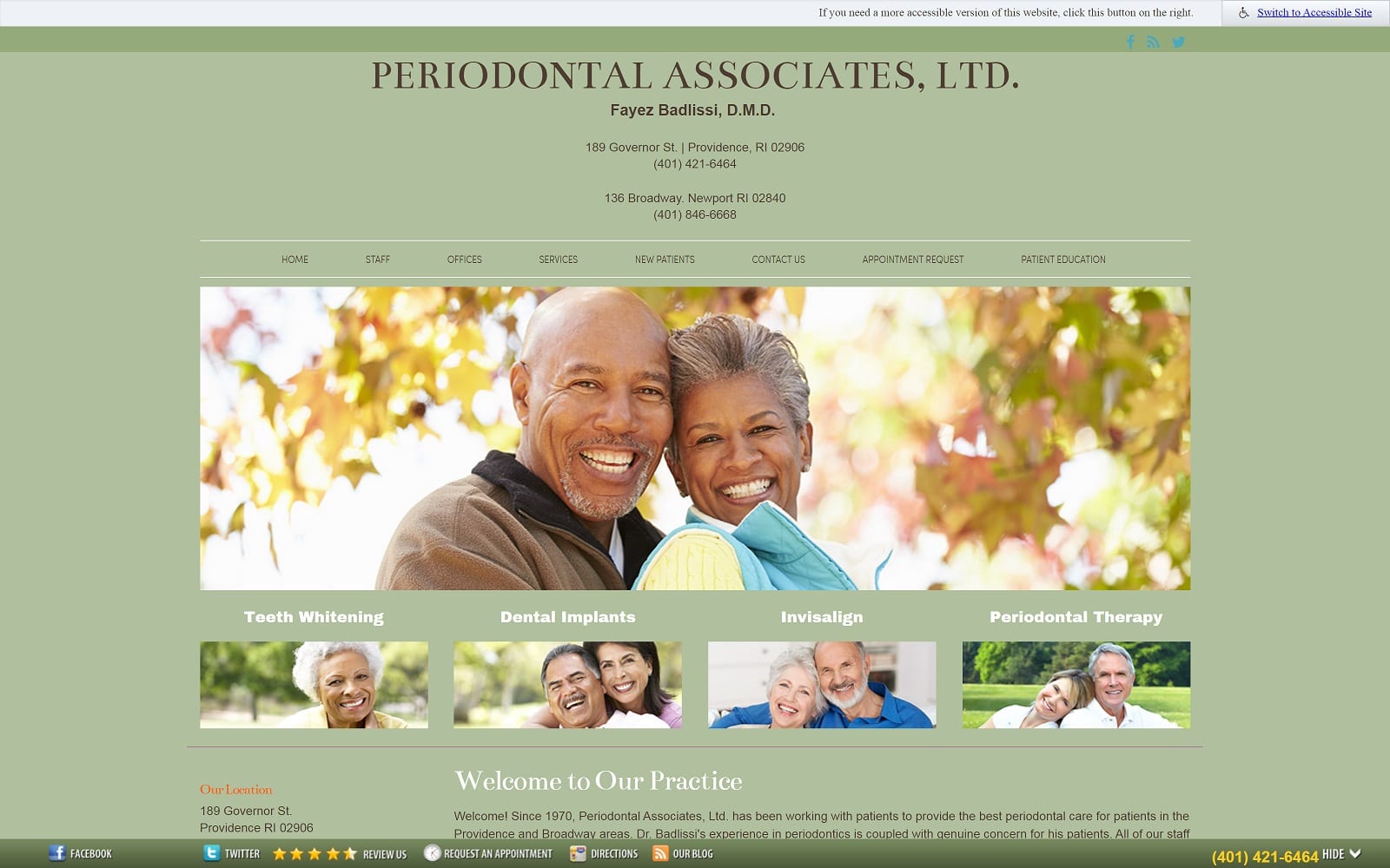 The Screenshot of Periodontal Associates, LTD. periori.com Dr. Fayez Badlissi Website