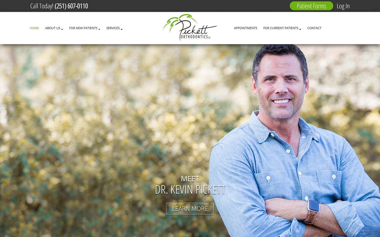 The Screenshot of Pickett Orthodontics pickettortho.com Dr. Kevin Pickett Website