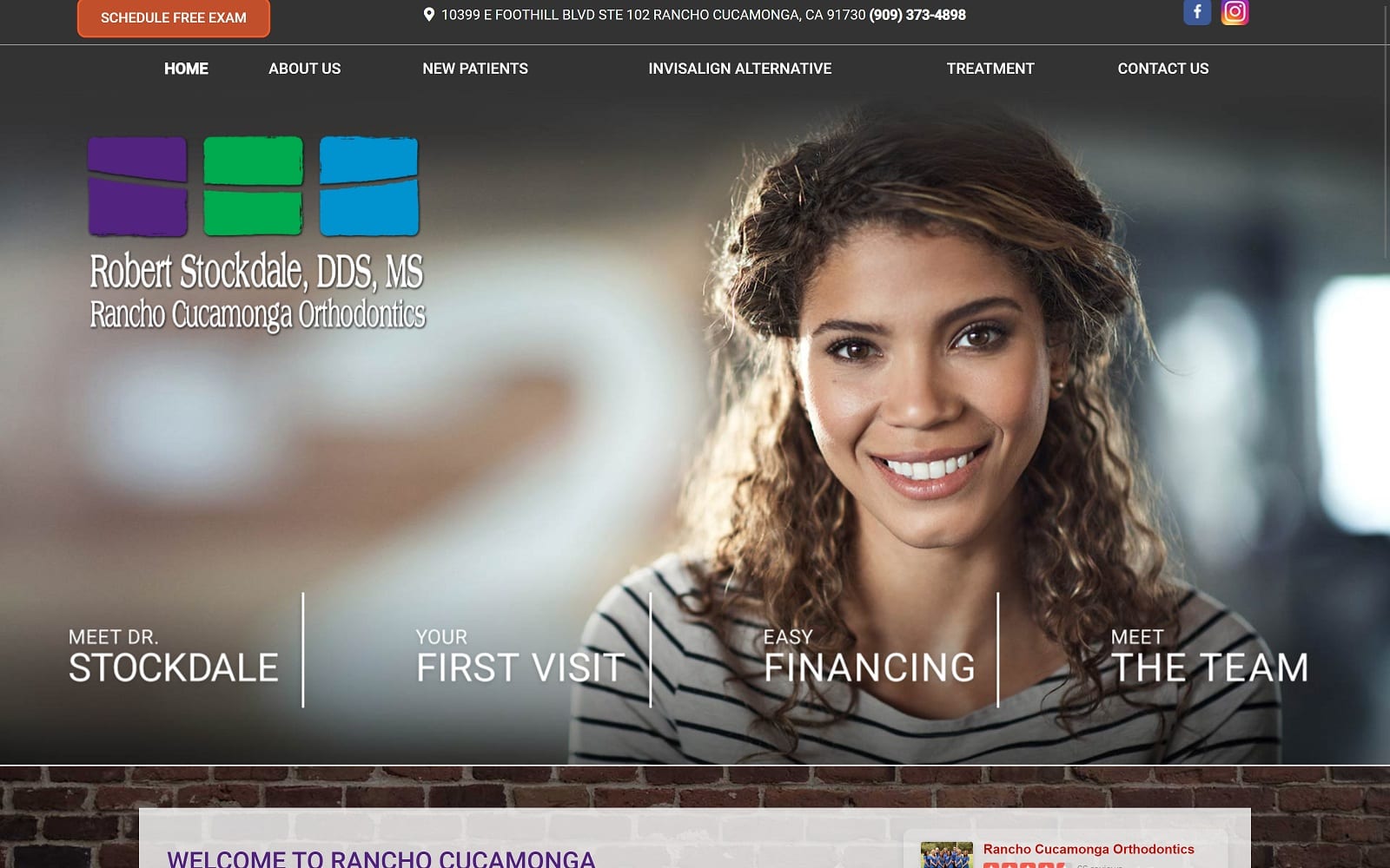 The Screenshot of Rancho Cucamonga Orthodontics ranchocucamongaortho.com Dr. Robert Stockdale Website