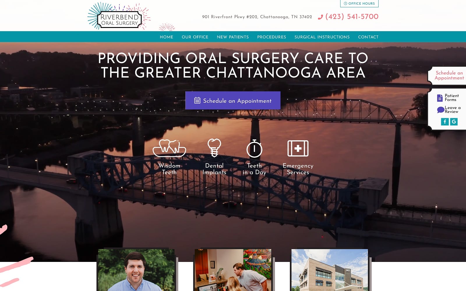 The Screenshot of Riverbend Oral Surgery riverbendoralsurgery.com Dr. Charlie Felts Website