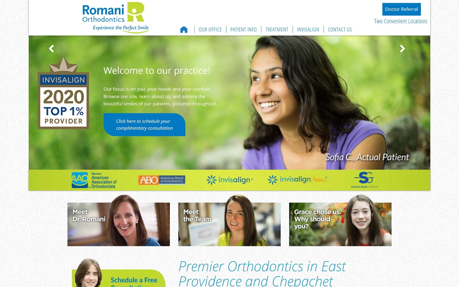 The Screenshot of Romani Orthodontics romaniorthodontics.com Website