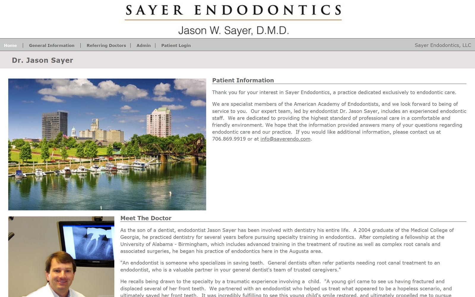 The Screenshot of Sayer Endodontics sayerendo.com/home.aspx Dr. Jason Sayer Website
