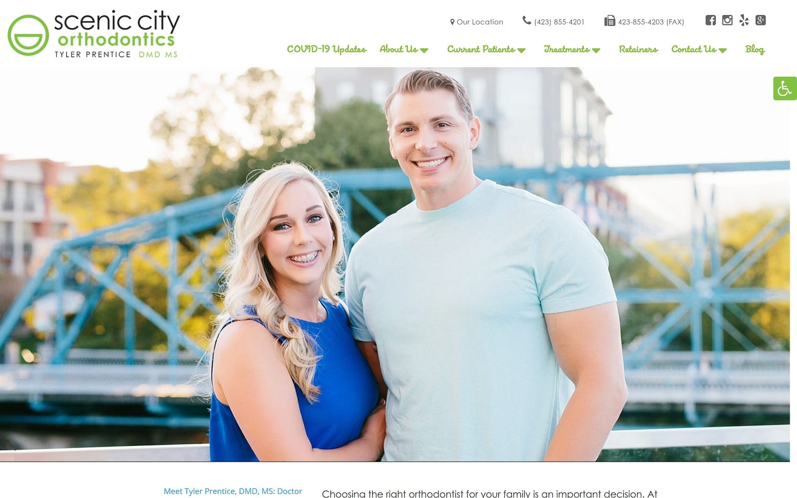 The Screenshot of Scenic City Orthodontics sceniccityortho.com Dr. Tyler Prentice Website