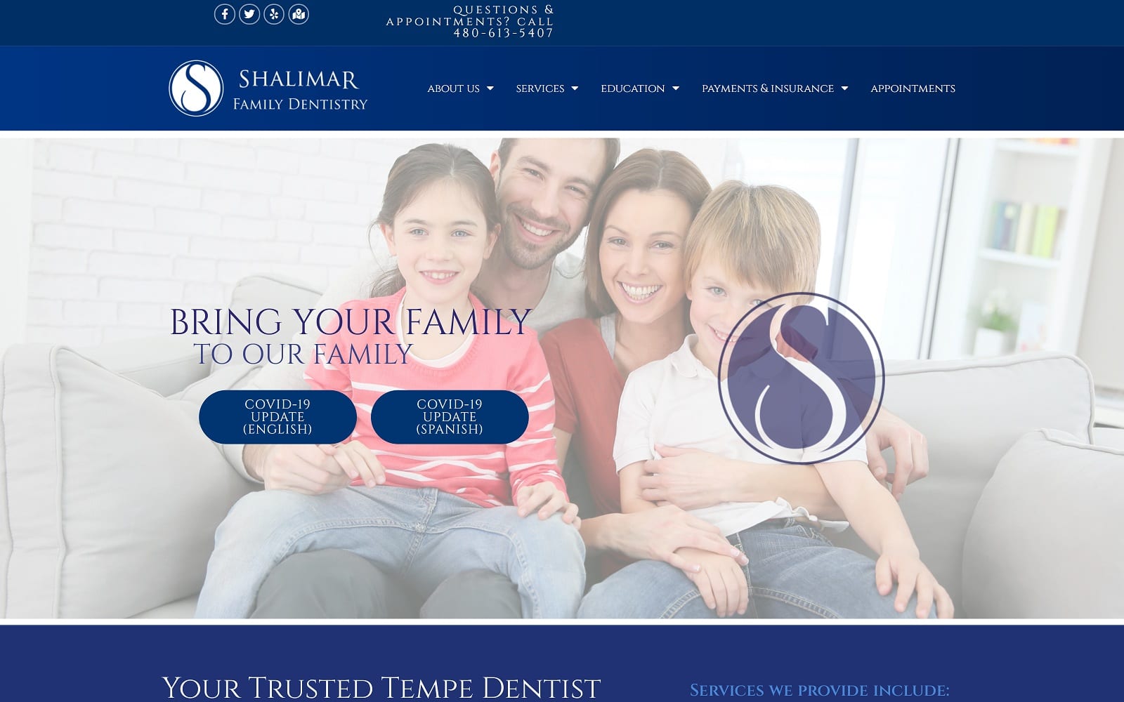 The Screenshot of Shalimar Family Dentistry shalimarfamilydentistry.com Website
