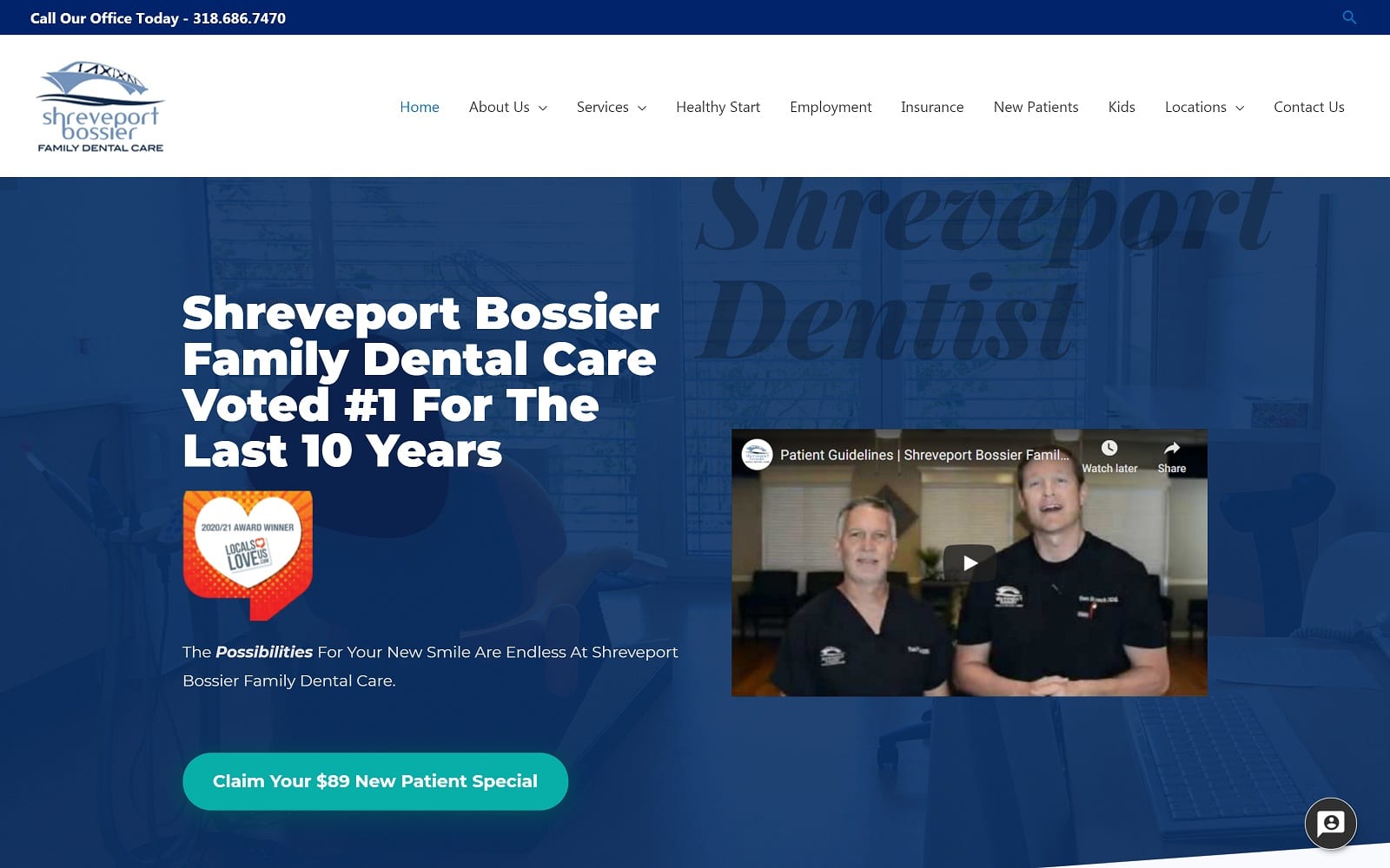 The Screenshot of Shreveport Bossier Family Dental Care shreveportbossierdental.com Website