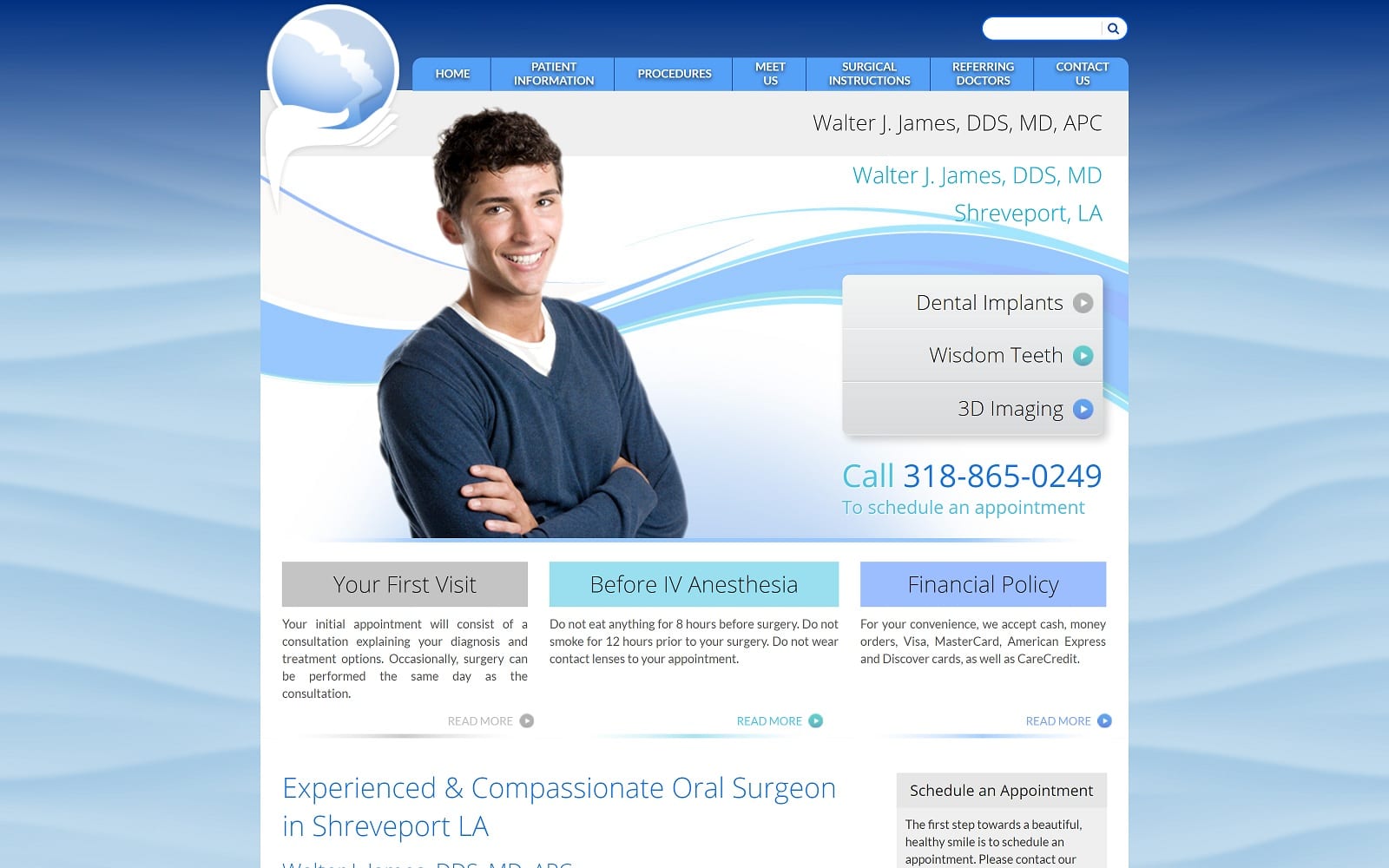 The Screenshot of Walter James DDS MD - Shreveport Oral Surgery shreveportoralsurgery.com Website