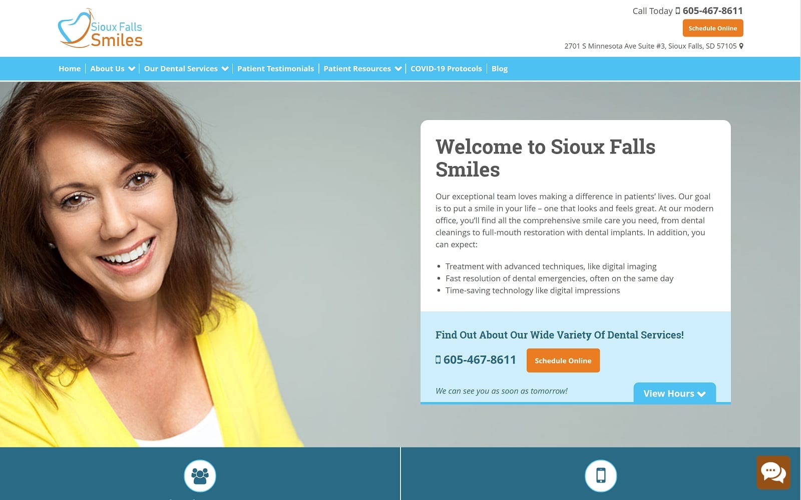 The Screenshot of Sioux Falls Smiles siouxfallssmiles.com Website