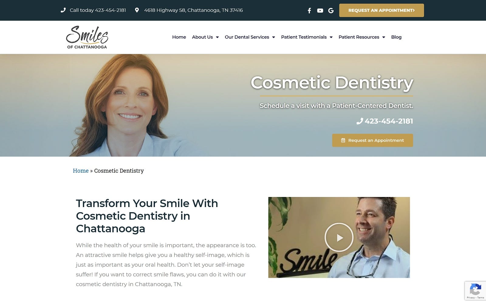 The Screenshot of Smiles of Chattanooga smilechattanooga.com Website