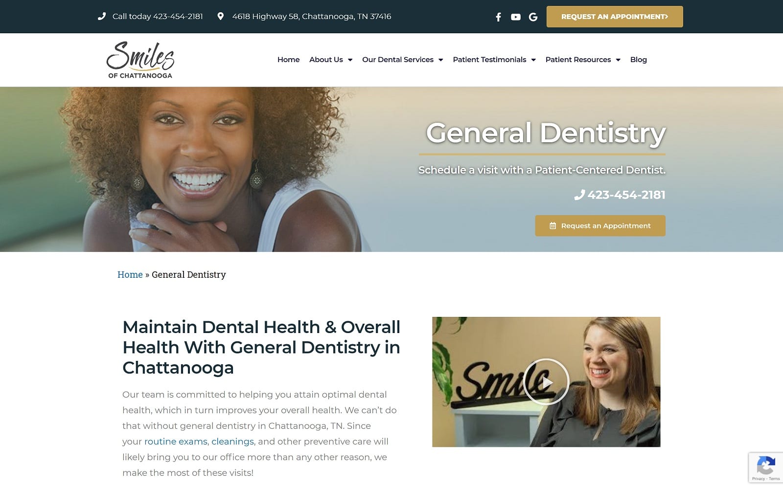 The Screenshot of Smiles of Chattanooga smilechattanooga.com Website