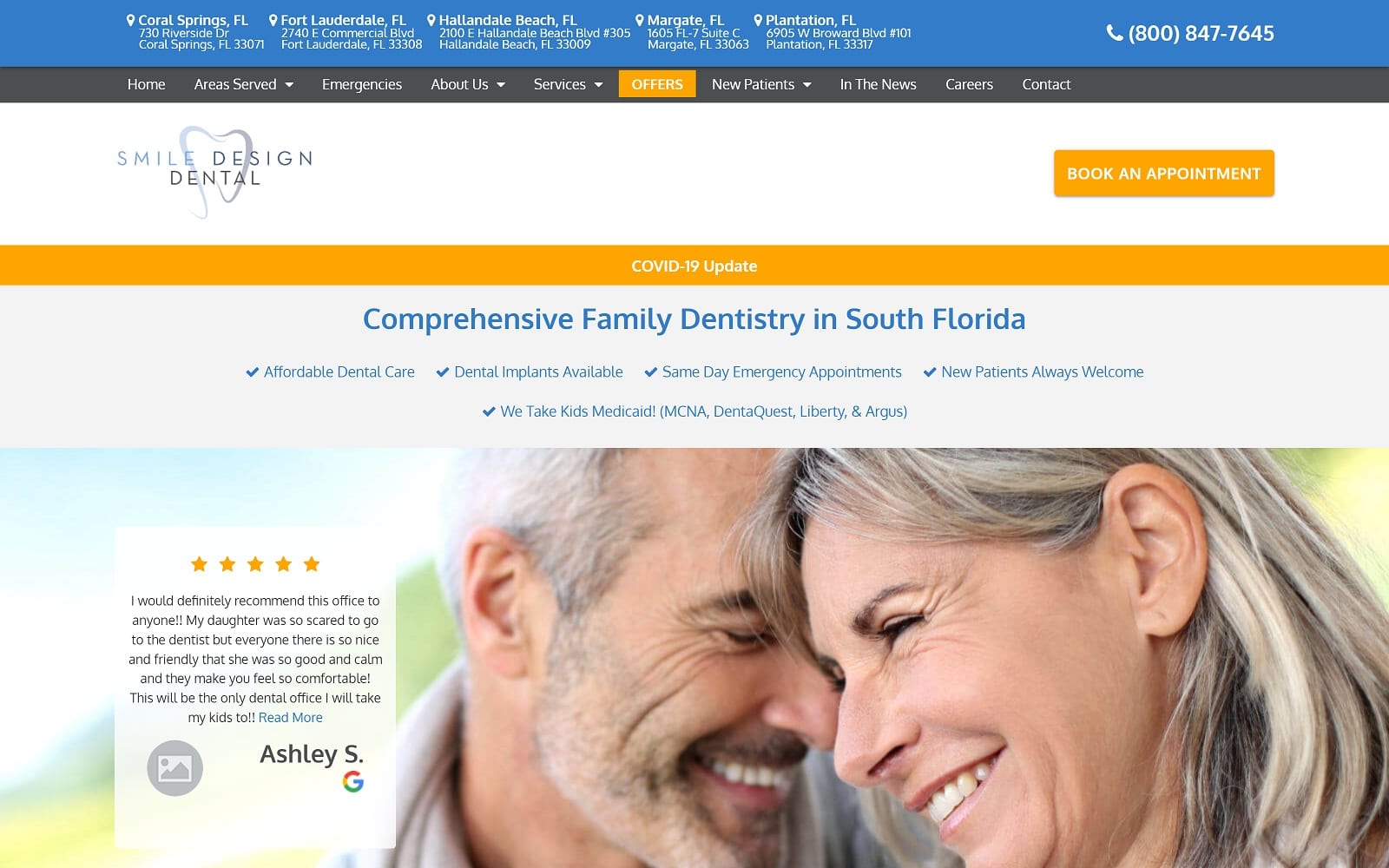 The Screenshot of Smile Design Dental of Fort Lauderdale smiledesigndentalfl.com Website
