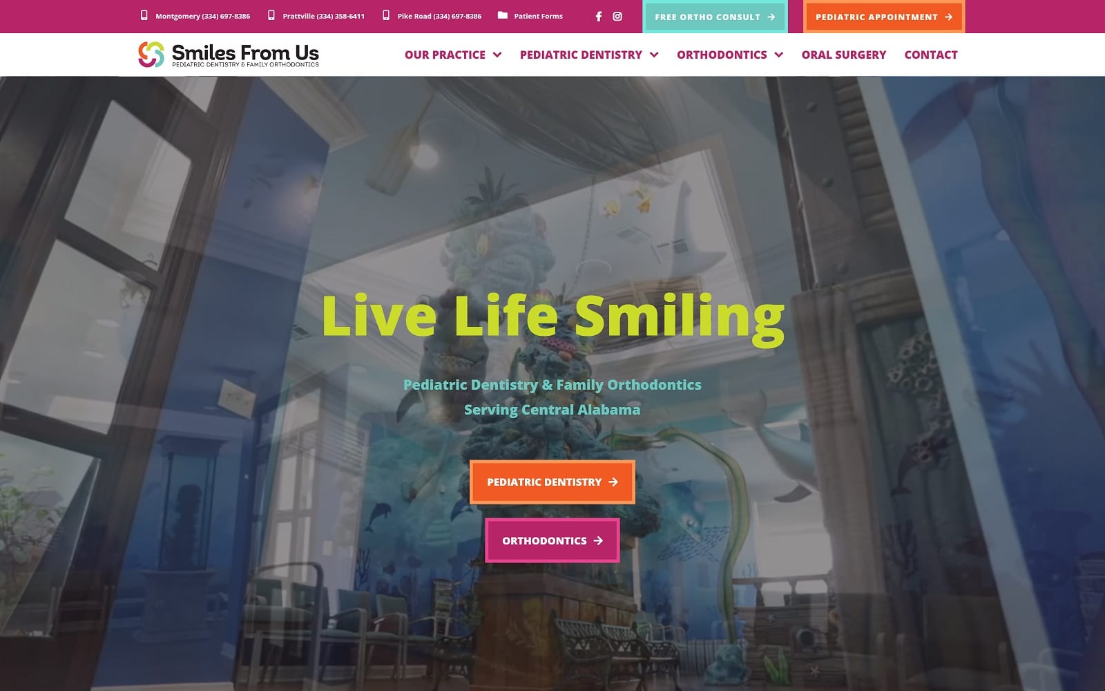 The Screenshot of Montgomery Pediatric Dentistry and Orthodontics smilesfromus.com Website