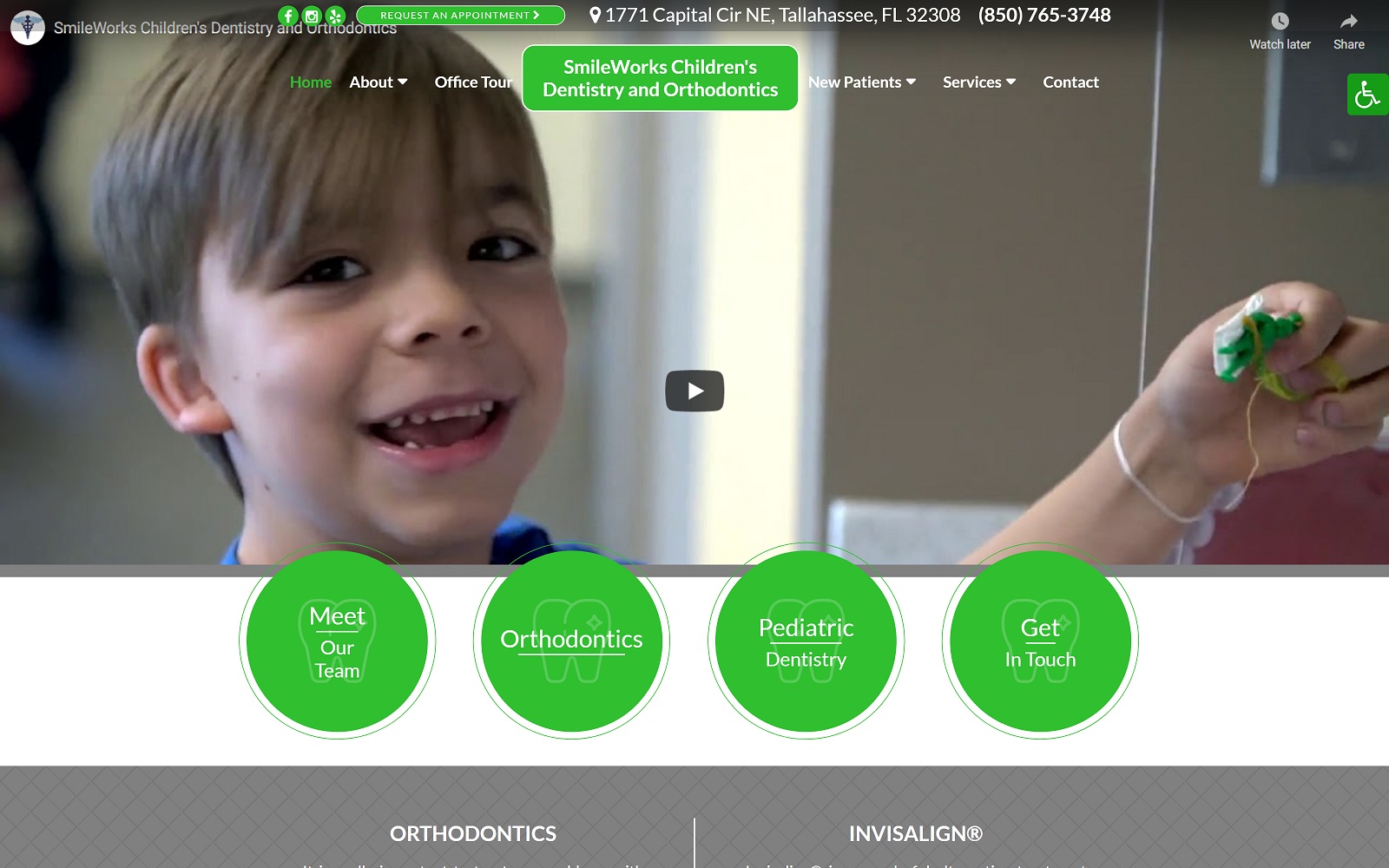 The Screenshot of Smileworks Children's Dentistry and Orthodontics smileworkstally.com Website