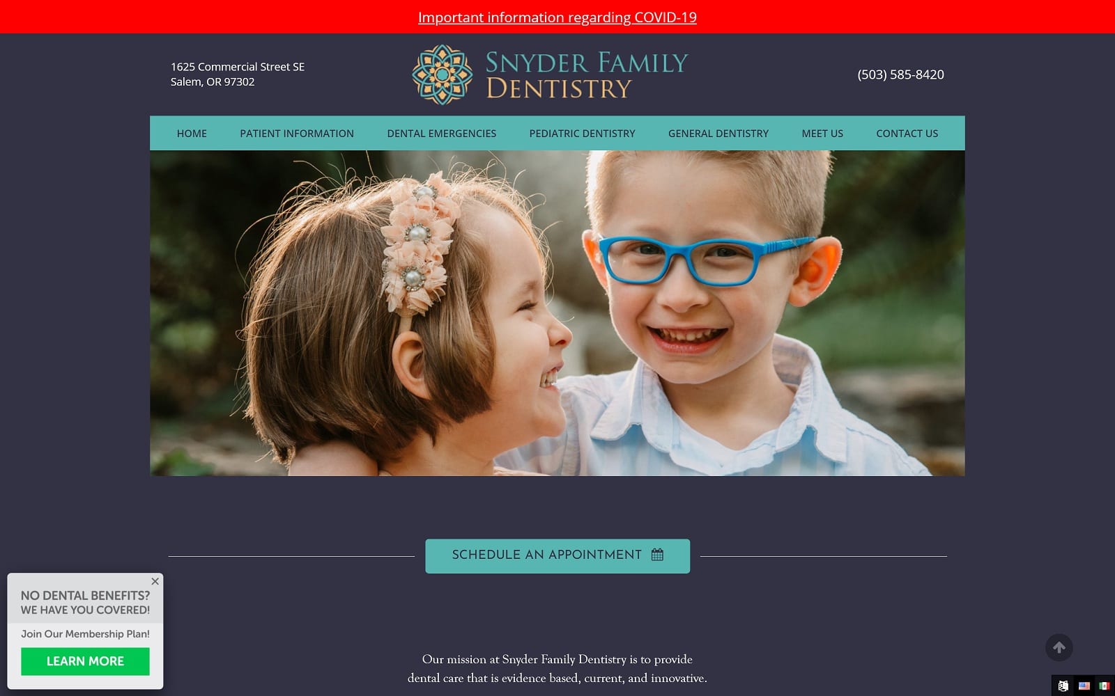 The Screenshot of Snyder Family Dentistry snyder-familydentistry.com Website