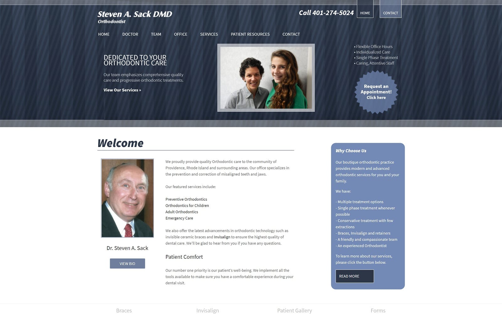 The Screenshot of Sack Steven A DDS stevensackdmd.com Website